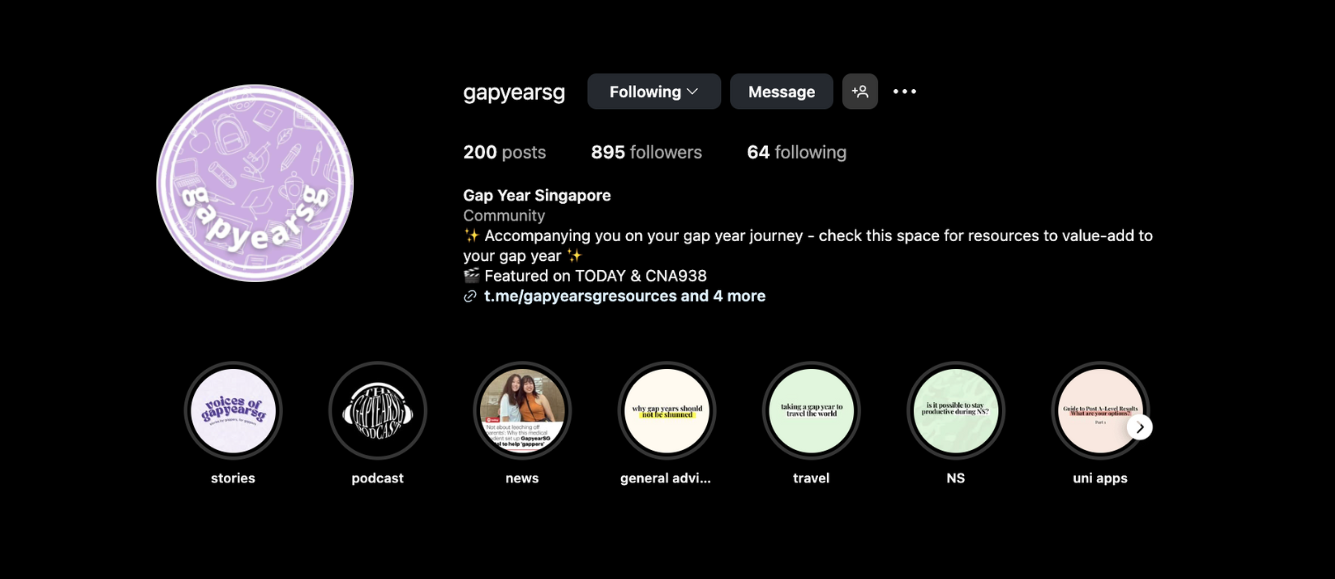 Gap Year SG Instagram Post